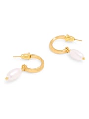 Katie Loxton Gold Tone Pearl Lustre Hoop Earrings - Image 4 of 4