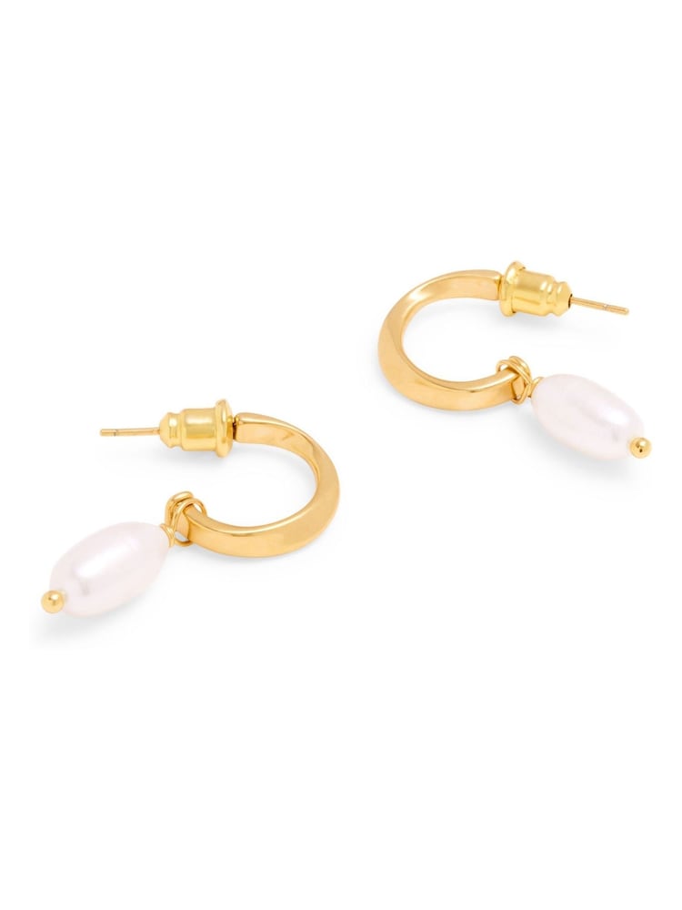 Katie Loxton Gold Tone Pearl Lustre Hoop Earrings - Image 4 of 4