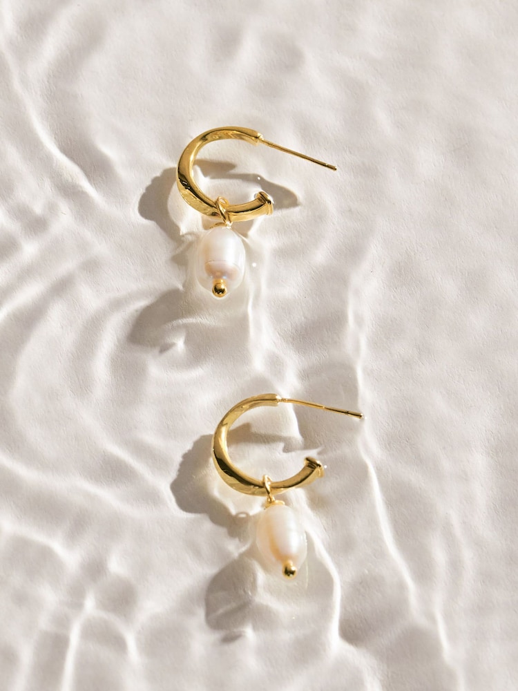 Katie Loxton Gold Tone Pearl Lustre Hoop Earrings - Image 5 of 5 Katie Loxton Gold Tone Pearl Lustre Hoop Earrings - Image 5 of 5