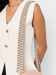 Katie Loxton Brown Canvas 100% Cotton Bag Strap | Sand Zig Zag | 135Cm X 83Cm X 4Cm - Image 1 of 5