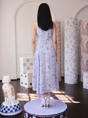 Cath Kidston Purple Mystery Floral Sleeveless Satin A Line Dress - Image 2 of 9