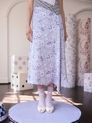Cath Kidston Purple Mystery Floral Sleeveless Satin A Line Dress - Image 5 of 9