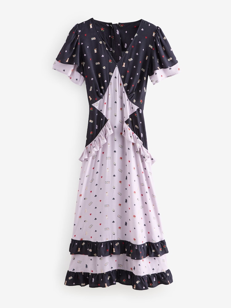 Womens Cath Kidston Lilac Purple Lady Luck Viscose Tea Dress US 12