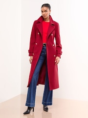 Lipsy Red Tab Funnel Neck Maxi Coat - Image 1 of 5