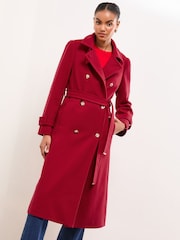 Lipsy Red Tab Funnel Neck Maxi Coat - Image 2 of 5