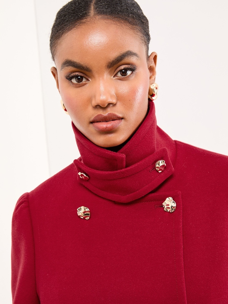 Lipsy Red Tab Funnel Neck Maxi Coat - Image 5 of 5