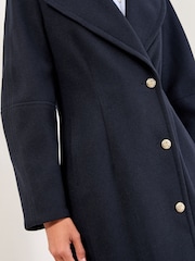 Lipsy Navy Single Ovoid Sleeve Breasted Longline Coat - Image 5 of 5