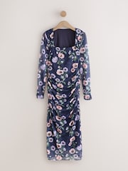 Cath Kidston Black Navy Peony Deck Mesh Dress - Image 1 of 3