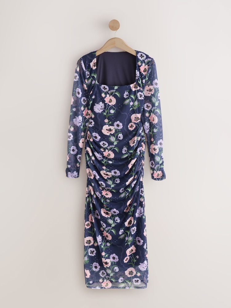 Cath Kidston Black Navy Peony Deck Mesh Dress - Image 1 of 3