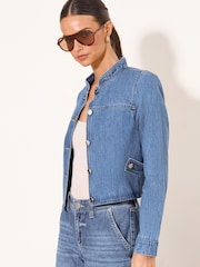 Lipsy Mid Wash Blue Denim Trophy Jacket - Image 2 of 5