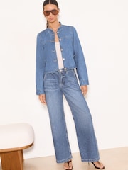 Lipsy Mid Wash Blue Denim Trophy Jacket - Image 3 of 5