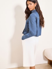 Lipsy Mid Wash Blue Denim Trophy Jacket - Image 5 of 5