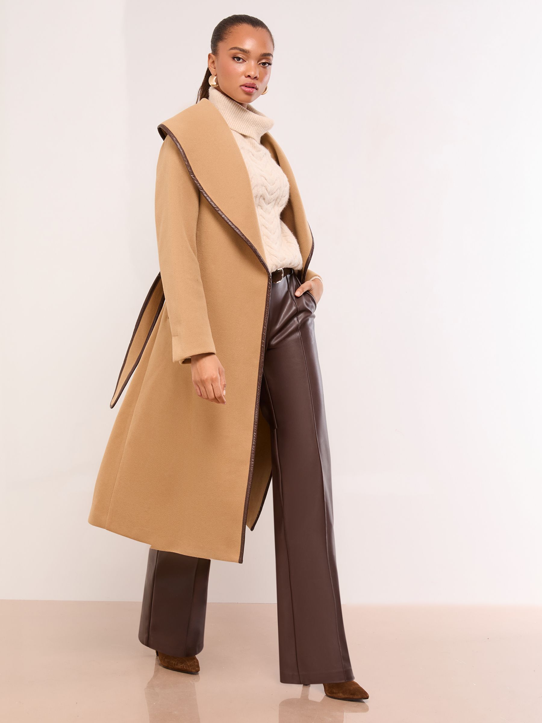Buy Lipsy Camel Shawl Lapel Wrap Coat from the Next UK online shop