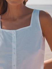 White Square Neck Tiered Mini Boho Dress - Image 5 of 8