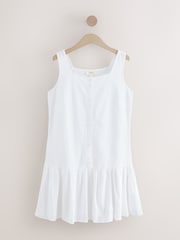 White Square Neck Tiered Mini Boho Dress - Image 6 of 8