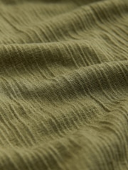 Kaki zelena - Nabrana dolga obleka iz džersija s tankimi naramnicami - Slika 5 iz 6