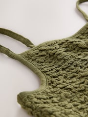 Kaki zelena - Nabrana dolga obleka iz džersija s tankimi naramnicami - Slika 6 iz 6