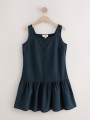 Navy Blue Square Neck Tiered Mini Boho Dress - Image 7 of 9