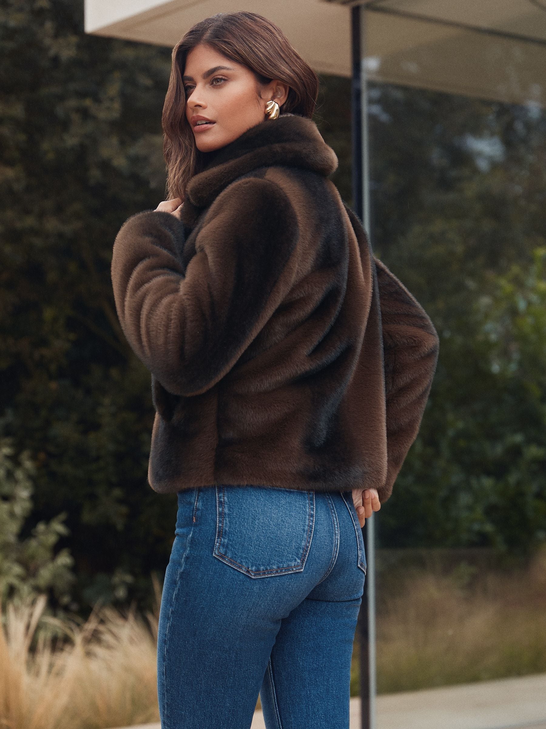Buy Lipsy Mink Brown Short Collared Coat from the Next UK online shop