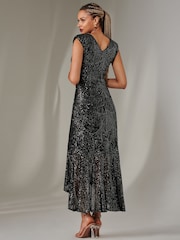 Jolie Moi Black/Dark Sequin Ruffle Hem Maxi Dress - Image 2 of 6