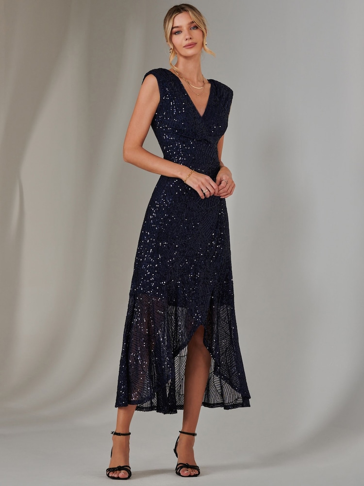 70s Blue - Vestido largo con volantes y lentejuelas de Jolie Moi - Imagen 6 de 6 70s Blue - Vestido largo con volantes y lentejuelas de Jolie Moi - Imagen 6 de 6