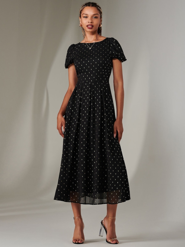 Negro - Jolie Moi Spot Chiffon Midimix Dress - Imagen 1 de 5 Negro - Jolie Moi Spot Chiffon Midimix Dress - Imagen 1 de 5