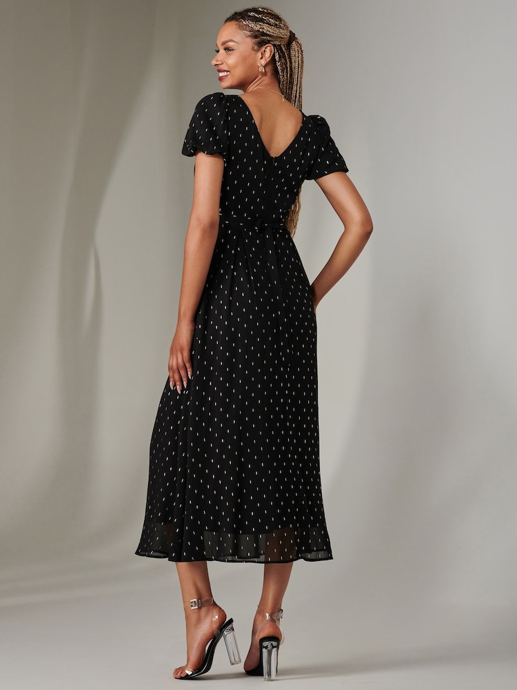 Negro - Jolie Moi Spot Chiffon Midimix Dress - Imagen 2 de 5 Negro - Jolie Moi Spot Chiffon Midimix Dress - Imagen 2 de 5