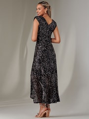 Jolie Moi Blue Sequin Ruffle Hem Maxi Dress - Image 2 of 6