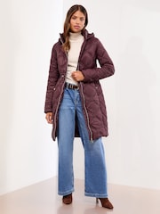 Lipsy Cherry Red Mid Length Shower Resistant Padded Coat - Image 3 of 4