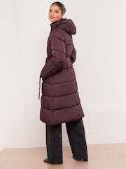 Lipsy Plum Funnel Double Layer Belted Longline Coat - Image 4 of 4