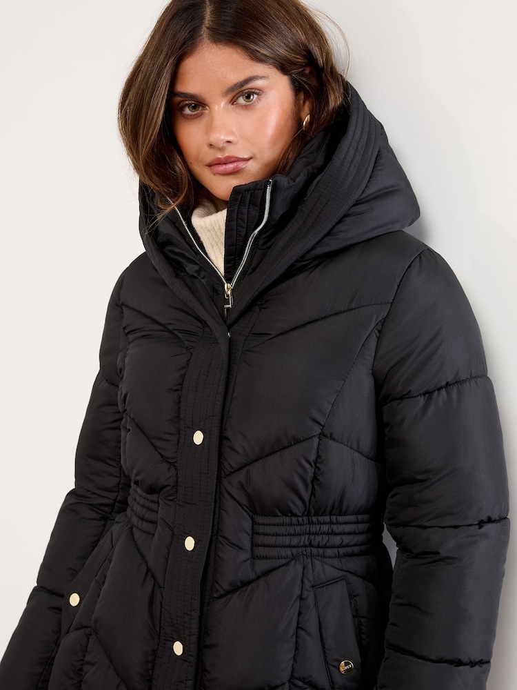 Lipsy Black Longline Double Layer Padded Coat