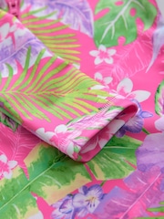 Pink Tropical Long Sleeved Shortie Swimsuit (3-16yrs) - Image 6 of 7
