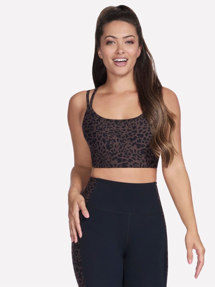 Skechers Brown Womens Go Walk Cheetah Print Sports Bra - Image 1 of 3 Skechers Brown Womens Go Walk Cheetah Print Sports Bra - Image 1 of 3