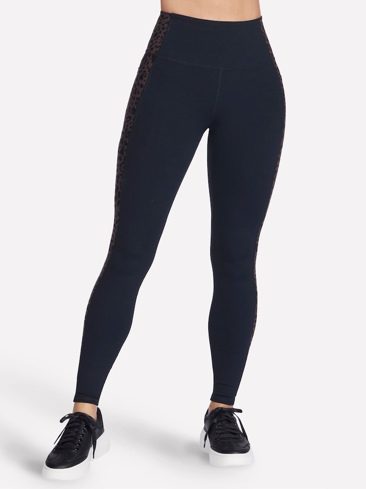 Skechers Black Gowalk Cheetah Print Leggings - Image 1 of 3 Skechers Black Gowalk Cheetah Print Leggings - Image 1 of 3