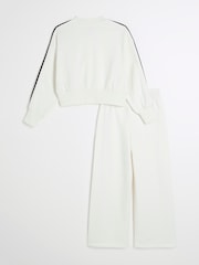 River Island Cream Girls Bow Bomber Sweat Set - Image 2 of 5