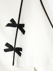 River Island Cream Girls Bow Bomber Sweat Set - Image 5 of 5