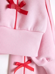 River Island Pink Girls Bow Bomber Sweat Set - Image 5 of 5