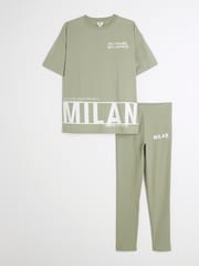 River Island Green Milan Print Leggings Set - Image 1 of 5