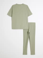 River Island Green Milan Print Leggings Set - Image 2 of 5