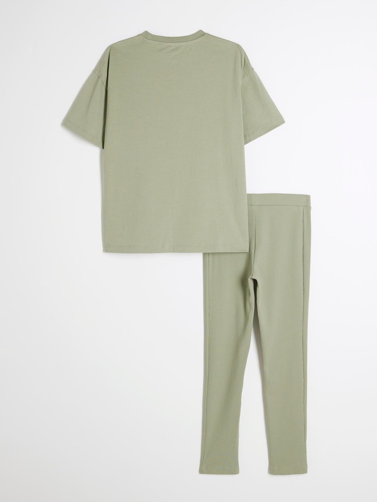 River Island Green Milan Print Leggings Set - Image 2 of 5