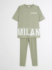 River Island Green Milan Print Leggings Set - Image 3 of 5