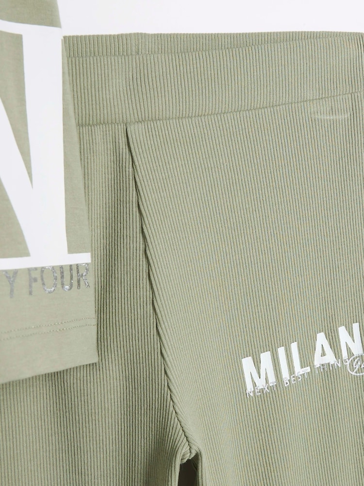 River Island Green Milan Print Leggings Set - Image 5 of 5