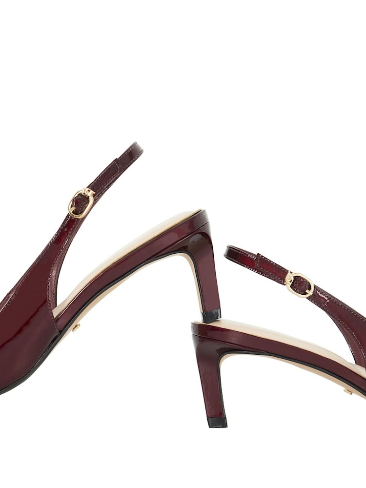 Dune London Red Celinna Set Back Kitten Slingback Shoes - Image 6 of 6