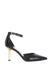 Dune London Black Colly Emerald Heel Open Court Shoes - Image 2 of 5