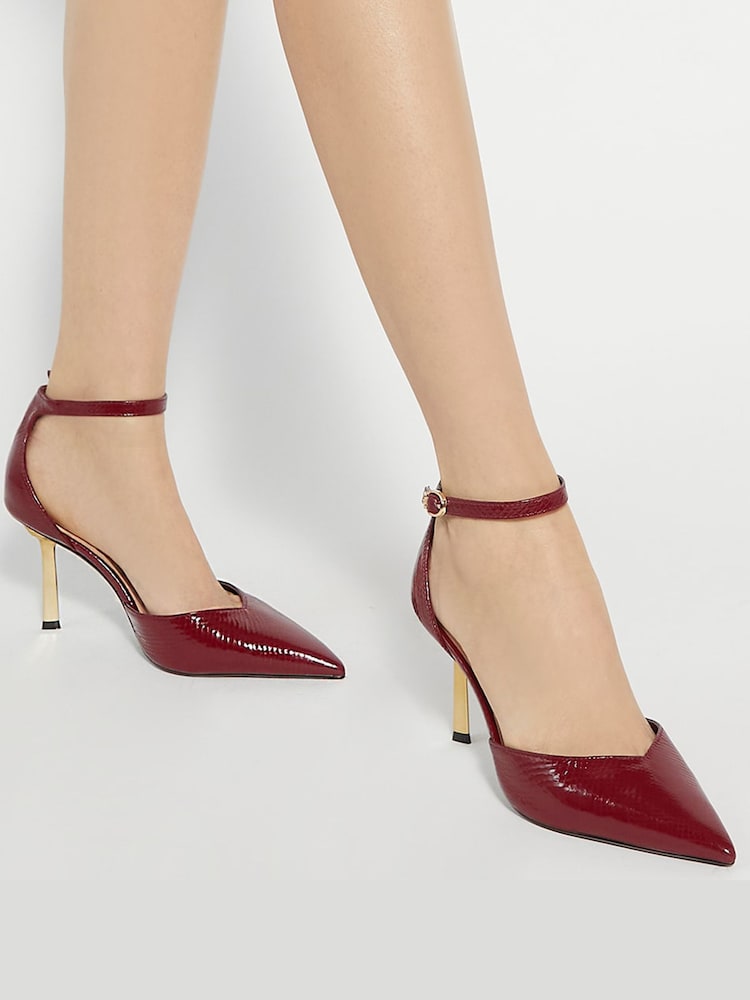 Dune London Red Colly Emerald Heel Open Court Shoes - Image 1 of 6