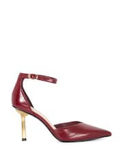 Dune London Red Colly Emerald Heel Open Court Shoes - Image 2 of 6