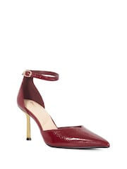 Dune London Red Colly Emerald Heel Open Court Shoes - Image 3 of 6