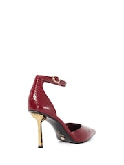 Dune London Red Colly Emerald Heel Open Court Shoes - Image 4 of 6