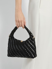 Dune London Black Dinkydeliberate Mini Woven Slouch Crossbody Bag - Image 1 of 5