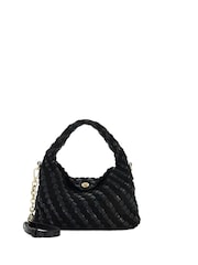 Dune London Black Dinkydeliberate Mini Woven Slouch Crossbody Bag - Image 2 of 5